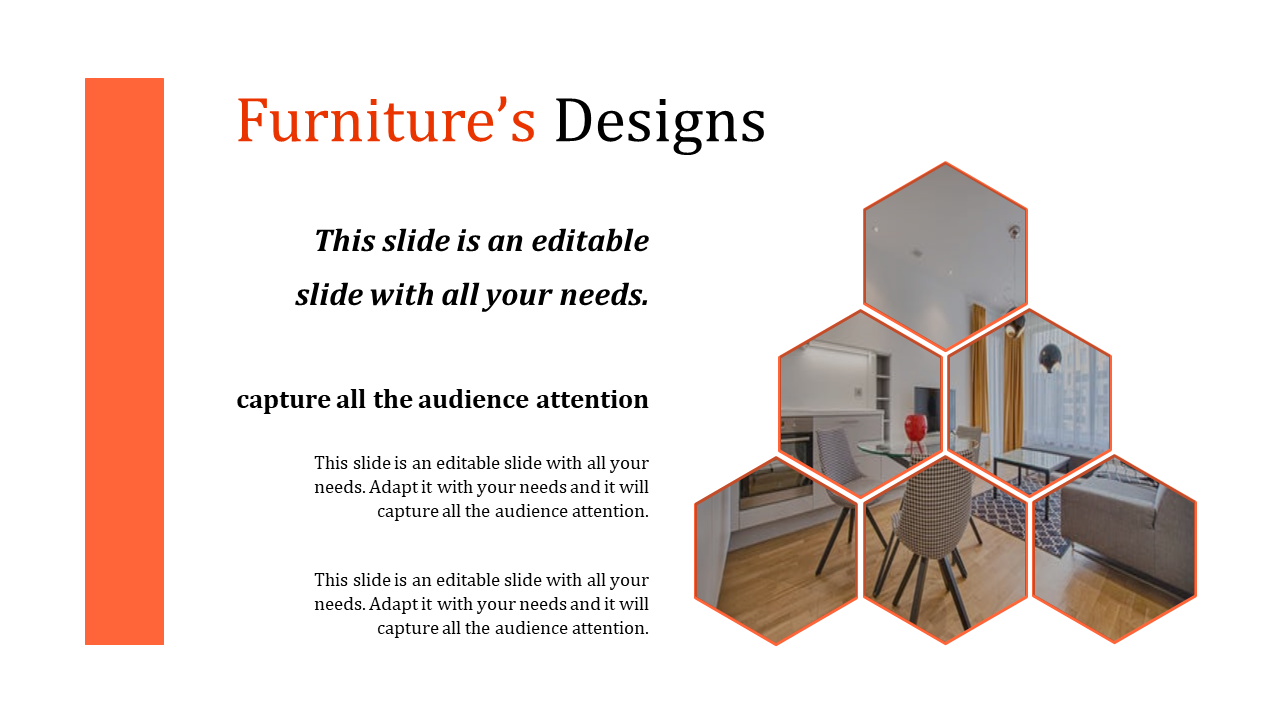 Free - Best Furniture PowerPoint Template - Six Hexagonal